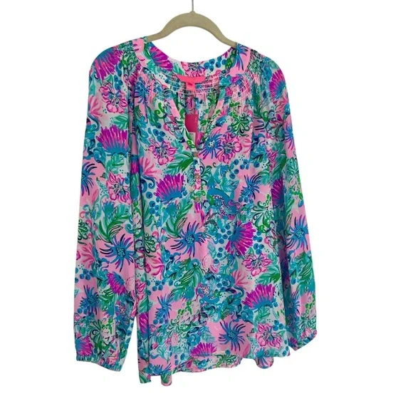 NWT Lilly Pulitzer Elsa Silk Top Sz L - Picture 3 of 12